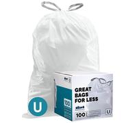 Sacchi per la spazzatura Plasticplace su misura compatibili con Simplehuman Codice U (100 pezzi) Sacchi per la spazzatura con coulisse bianchi da