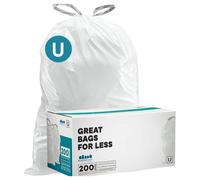 Sacchi per la spazzatura Plasticplace su misura compatibili con Simplehuman Codice U (200 pezzi) Sacchi per la spazzatura con coulisse bianchi da