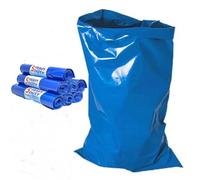 Sacchi per macerie grandi, 45 l, confezione da 7 sacchetti in tessuto resistente, per rifiuti di casa e giardino, sacchetti per la spazzatura in plastica a prova di perdite, colore blu isupli