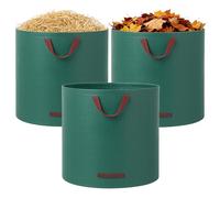 Sacchi per rifiuti da giardino, 300 L x 3, resistenti, con manici, riutilizzabili, pieghevoli per il riciclaggio da campeggio per rifiuti da giardino, erba tagliata ed erbacce