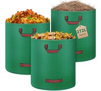 Sacchi per Rifiuti da Giardino Resistenti, 3 x 272L Pacchi Sacchi da Giardino Riutilizzabili con Maniglie