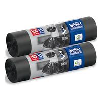 Sacchi per Spazzatura Grandi 160l - 20 Sacchi Neri Super Resistenti in Plastica Riciclata Sacchi Immondizia con Chiusura a Coulisse Sacchi da Giardino Spazzatura Eco