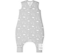 Sacco a pelo con piedi, 2.5 TOG cotone biologico per bambini, coperte da indossare per camminatori con cerniera in entrambe le direzioni, sacco a pelo per ragazze e ragazzi, 6-18 mesi, W/ Piedi Nuvole