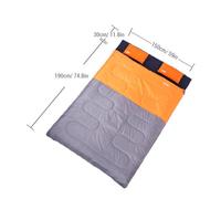 Sacco a pelo doppio da campeggio per 2 persone leggero staccabile con 2 cuscini per zaino in spalla escursionismo campeggio in auto fibra di poliestere arancione grigio blu verde (Verde e grigio)