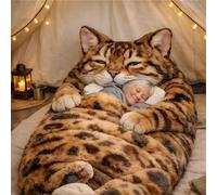 Sacco A Pelo Gatti Per Umanis, Cat Sleeping Bag For Humans, Peluche Soffici Morbidi Sacco A Pelo Busta Gatti Per Adulti, Carinos Animali Lavabile Sacchis Pelos Caldi Copertina, Pers Casa Campeggio