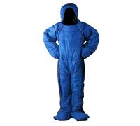 Sacco a pelo indossabile a forma di uomo per campeggio invernale, design ergonomico ultraleggero con aperture per le dita per escursioni e avventure all'aria aperta (L blu-grigio)