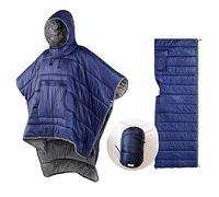 Sacco a pelo mantello invernale da campeggio poncho indossabile coperta con cappuccio pigro trapunta coperta da salotto giacca calda per uomo donna