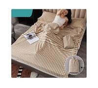 Sacco a Pelo Matrimoniale Sacchi a Pelo Estivi Sacco a Pelo Leggero e Compatto in 100% Cotone Motivo a Righe a Quadri Sacco Nanna for Viaggi in Hotel (Color : Brown, Size : 200x210cm-78x82)