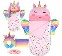 Sacco a Pelo per Bambole con Maschera Dormire e Cuscino da Viaggio e Cuscino per Bambole,Cuscino a forma di U e Cuscino Quadrato Sacco Nanna per Bambole da 25-38cm, Regalo di Compleanno per Ragazze