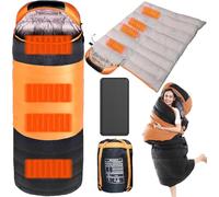 Sacco A Pelo Riscaldato Invernale con Power Bank da 20000 mAh 4 Zone di Riscaldamento Sacco A Pelo Riscaldante USB per Campeggio con Zaino in Spalla, Orange, 210X75CM