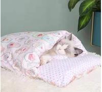 Sacco a Pelo Semichiuso per Gatti, Cuccia Autoriscaldante, Tappetino per Animali Domestici Con Cuscino, Comodo Nido Caldo in Autunno e Inverno