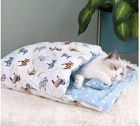 Sacco a pelo per gatti semichiuso, cuccia per gatti autoriscaldante, tappetino per animali domestici, tappeto con cuscino, comoda cuccia per animali domestici, caldo nido per gatti in autunno e invern