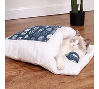 Sacco a Pelo Semichiuso per Gatti, Cuccia Autoriscaldante, Tappetino per Animali Domestici Con Cuscino, Comodo Nido Caldo in Autunno e Inverno