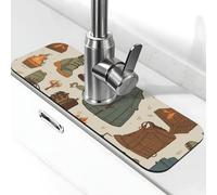 Sacco a pelo stivali modello falò rubinetto tappetino per lavello da cucina paraspruzzi 14,9 cm × 38,1 cm diatomite asciugatura rapida tappetino lavello vassoio super assorbente rubinetto ventosa