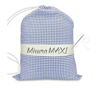 SACCO ASILO misura GRANDE MAXI cm. 45x60 a QUADRETTI TINTO IN FILO con tela AIDA per ricamare il nome - Azzurro