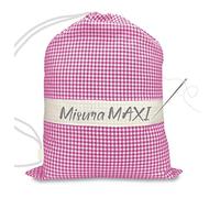 SACCO ASILO misura GRANDE MAXI cm. 45x60 a QUADRETTI TINTO IN FILO con tela AIDA per ricamare il nome - Rosa