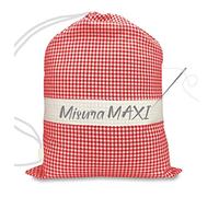 SACCO ASILO misura GRANDE MAXI cm. 45x60 a QUADRETTI TINTO IN FILO con tela AIDA per ricamare il nome - Rosso