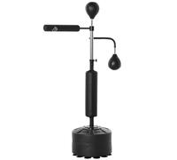 Sacco Boxe da Terra 3 in 1 con 2 Speedball Barra Girevole e Sacco Altezza Regolabile da 160-230 cm Nero