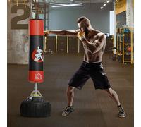 Sacco Boxe da Terra con Supporto per Allenamento Professionale a Casa o in Palestra, Nero e Rosso, Φ60 x 180 cm Description:Pronti per ricominciare ad allenarsi? Questo sacco da boxe HOMCOM è perfetto