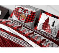 Sacco Copripiumino In 100% Cotone Made Italy Disegno Renna Invernale