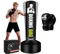 Sacco da Boxe Adulti con Guanti da Boxe da 180 cm, Sacco da Boxe da terra Autoportante Sacco Gonfiabile per Allenamento MMA Muay Thai Fitness