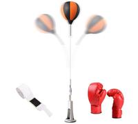 Sacco da boxe con supporto, kit per sacco da boxe in piedi, attrezzatura da boxe regolabile in altezza, forte rimbalzo per alleviare lo stress, casa e palestra