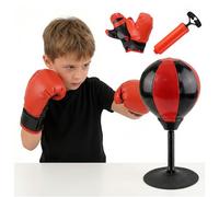 Sacco da boxe da tavolo, per ufficio, punching ball, in pelle PU, mini pallone da boxe contro lo stress, per tavolo da ufficio e bancone, regalo divertente per amici o colleghi, rosso/nero