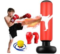 Sacco da Boxe da Terra, 160cm Sacco da Boxe per Bambini Gonfiabile Punching Ball Bambini 3 ai 12 Anni, Sacchi da Kickboxing per Karate Taekwondo MMA Fitness Allenamento a Casa