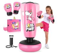 Sacco da boxe gonfiabile, sacco da boxe gonfiabile da 168 cm (66 pollici) per bambini con guanti da boxe per ragazze di età compresa tra 3 e 12 anni, set da boxe stabile per praticare karate