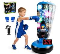 Sacco da boxe interattivo per bambini, con sistema a punti, musica e luce, 4 modalità di gioco, sacco da boxe gonfiabile con guantone da boxe, regalo per ragazzi e ragazze, karate, taekwondo
