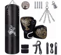 Sacco da boxe per adulti 15 in 100 cm, kit con guanti e bende, catena girevole a 360° per Muay Thai e combattimento