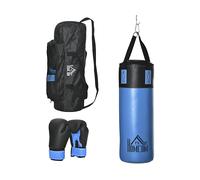 HOMCOM Set Sacco da Boxe da Appendere con Guantoni, Sacco per Pugilato a 3 Strati con Borsa di Trasporto, Blu