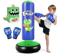 Sacco da boxe per bambini, 120 cm, con guantoni da boxe per bambini da 3 a 8 anni, set da boxe con base stabile per praticare karate, taekwondo, idea regalo per ragazzi (Blu)