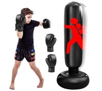 Sacco da boxe per bambini, 160 cm, con guantoni da boxe, sacco gonfiabile per ragazzi e ragazze dai 3 ai 12 anni, set da boxe per bambini, sacco da boxe in piedi, per interni ed esterni, karate