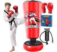 Sacco da Boxe per Bambini, 168cm Sacco da Boxe da Terra con Guantoni per Bambino da 5 a 18 Anni per Karate e Taekwondo, Regalo per Bambini, Adolescente