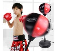 Sacco da boxe per bambini | Palla da allenamento per la boxe regolabile nera e con guanti, supporto | Set di palline per bambini, giocattolo per interni ed esterni