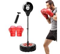 Sacco da boxe per riflessi, altezza regolabile 68,6-119,4 cm, set da allenamento con palla da boxe con pompa per guanti, design resistente in ferro e PVC, attrezzatura per allenamento di boxe per