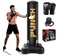 Sacco da boxe pesante con supporto per adulti, adolescenti e bambini, sacco da boxe gonfiabile indipendente con guanti, set da boxe per kickboxing da uomo e donna, per arti marziali, MMA, palestra
