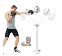 Sacco da boxe regolabile autoportante con base a ventosa per allenamento di velocità e reazione (argento)