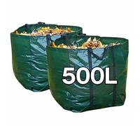 Sacco da giardino 500L riutilizzabile impermeabile resistente - Set 2 sacchi raccolta rifiuti giardino con manici Speedwellstar