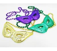 Sacco Di 12 Maschera Martedì Grasso Perline Collana Forum Novelties Verde Oro
