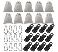Sacco di Peso Portatile per Gazebo, 10 Pezzi 20x25cm Sacchi di Peso Tela Tenda All'aperto Pesi con 12 Moschettoni 12 Clip, Gazebo Sacchi di Sabbia per Tende Tende Tovaglie