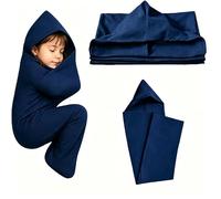 Sacco Dormia Indossabile Anti Ansia, Coperta Compressione Tessuto Elasticizzato con Tasche, per Divano Letto Campeggio Viaggio, Rosso Media(Blue,S)