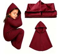 Sacco Dormia Indossabile Anti Ansia, Coperta Compressione Tessuto Elasticizzato con Tasche, per Divano Letto Campeggio Viaggio, Rosso Media(Red,Large X-Large)