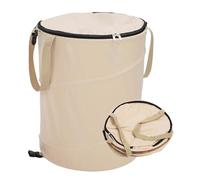 Sacco Giardino Pop-up da 91L,Multiuso/Autoportante,Stabile/Sacco per Foglie Rifiuti/Pieghevole - Tessuto Oxford 600D-Cestino per rifiuti da campeggio portatile (Beige, Grande)