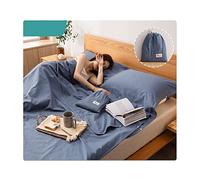 Sacco Lenzuolo Singolo Matrimoniale Sacco a Pelo 100% Cotone Motivo a Righe a Quadri Sacco Lenzuolo da Viaggio Casa Hotel (Color : Blue, Size : 180x210cm-70x82)