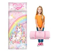 Sacco Nanna Bambino con Cuscino e Doppia Cerniera - Materassino Termico 150x60 cm per Neonati e Bambine - Ideale per Nanna a Casa, Asilo Nido e Scuola Materna, Unicorno