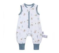 Sacco nanna con piedi, 1,0 TOG, ideale per la primavera e l'autunno, 100% cotone, comfort per tutto l'anno per il vostro bambino (orso, S/60-75 cm)