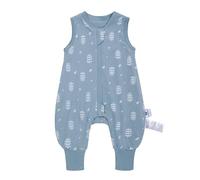 Sacco nanna con piedi, 1,0 TOG, ideale per la primavera e l'autunno, sacco nanna in 100% cotone, comfort per tutto l'anno per il vostro bambino (foglie, L/85-95 cm)