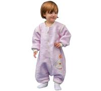 Sacco nanna invernale a maniche lunghe, per bimbe e bimbi, con aperture per i piedi e motivo di cagnolino, in cotone, unisex, per tutto l'anno, Rosa 36-48 Monate